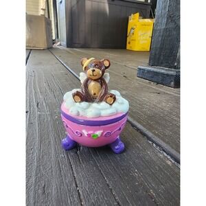 Vintage 2006 Claire's Secret Wishes Glitter Angel Bear Trinket Box